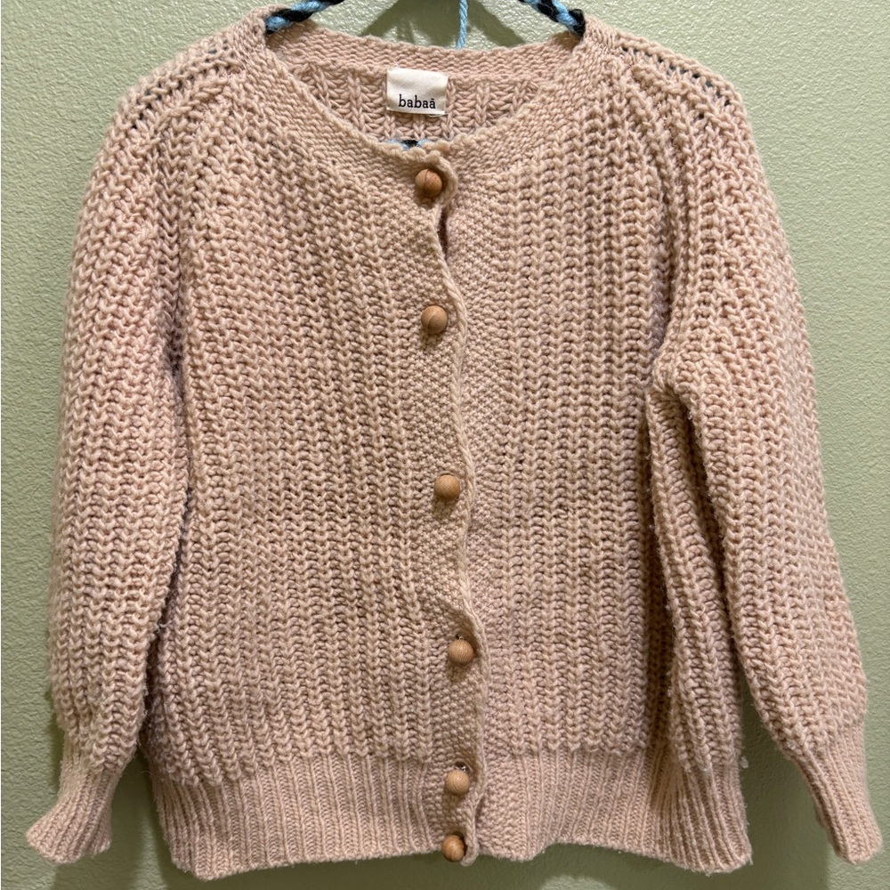 Babaa No 5 Wool Cardigan with Wooden Buttons